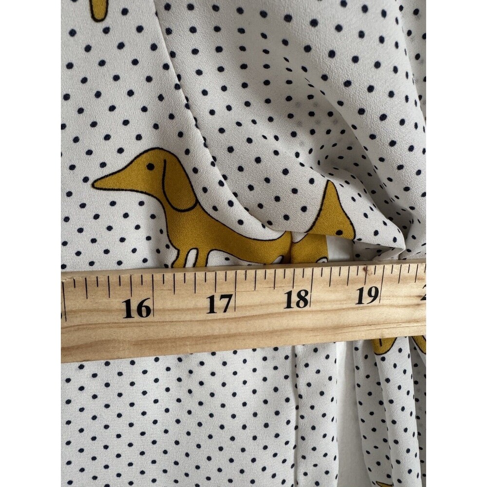 F21 Dachshund Dog Print Button Down Blouse Forever 21 Small - Picture 11 of 12